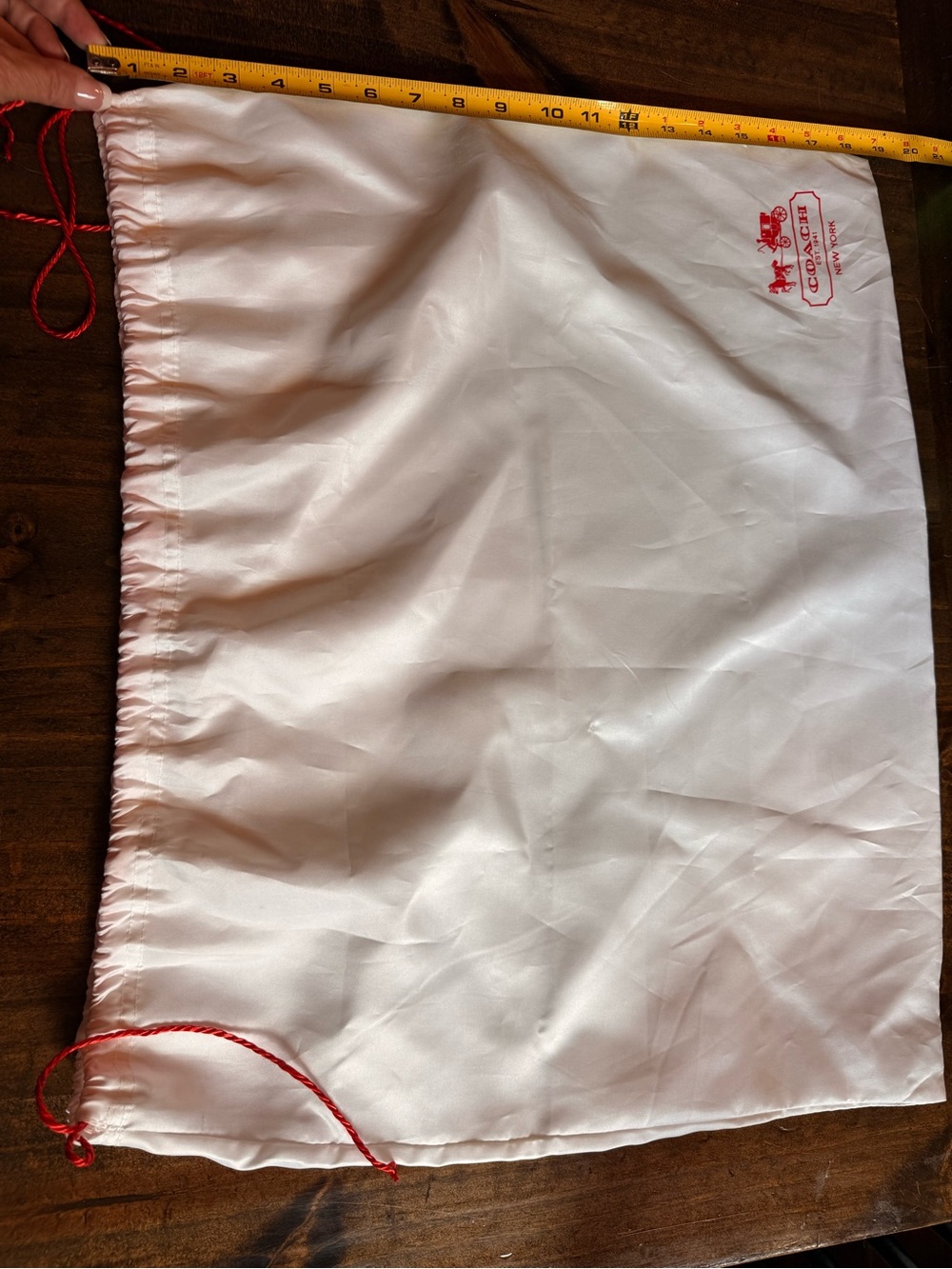 Coach White Drawstring dust bag